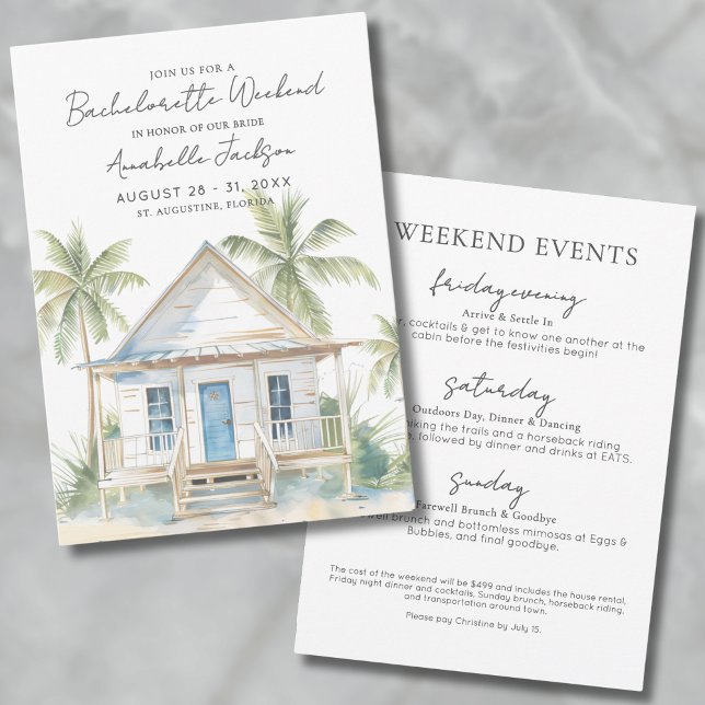 Girls Weekend Tropical Beach Junggeselinnen-Abschi Einladung (Girls Weekend Tropical Beach Bachelorette Party Invitation)