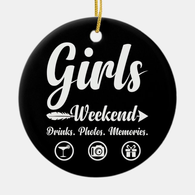 Girls Weekend Vacation Drinks Fotos Memories Keramik Ornament (Vorne)