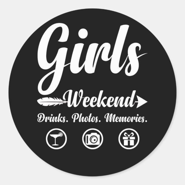 Girls Weekend Vacation Drinks Fotos Memories Runder Aufkleber (Vorderseite)