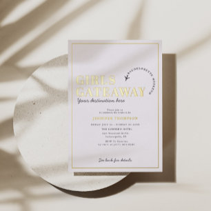 Girls - weg Bachelorette Wochenende Gold Folieneinladung