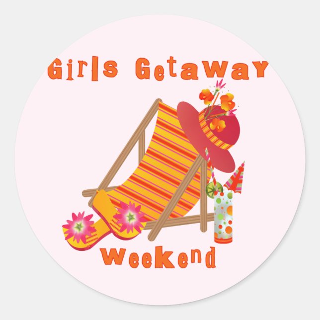 Girls Weggehen Wochenende T - Shirt und Geschenke Runder Aufkleber (Vorderseite)