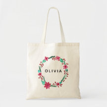 Girls Weihnachten Blume Wreath & Name