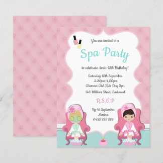Girls Wellness-Center Einladung Pamper Party Einla