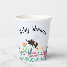Girls Whimsical Bumblebee Bee Floral Baby Shower Pappbecher
