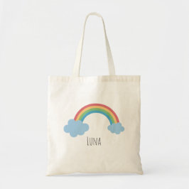 Girls Whimsical Trendy Rainbow Kids Cartoon Name Tragetasche