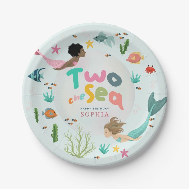 Girls Whimsical Under the Sea 2nd Birthday Pappteller (Vorderseite)