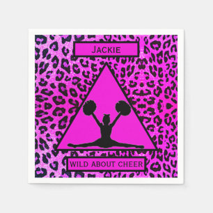 Girls "Wild About Cheer" Pink Leopard Serviette