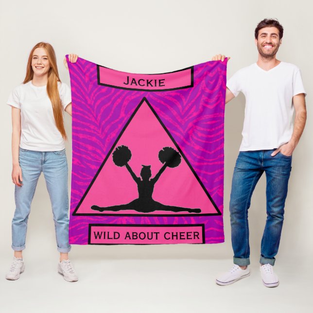 Girls "Wild About Cheer" Pink Lila Zebra Fleecedecke (Beispiel)