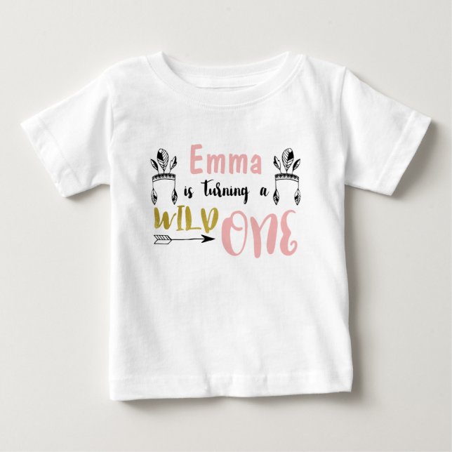 Girls Wild One 1. Geburtstag Shirt (Vorderseite)