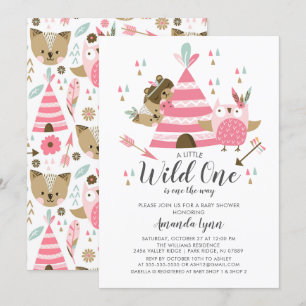 Girls Wild One Baby Shower Einladung