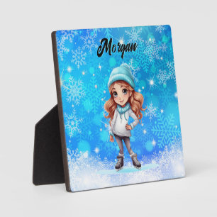 Girls Winter Ice Skate Abbildung Skate Snowflake Fotoplatte