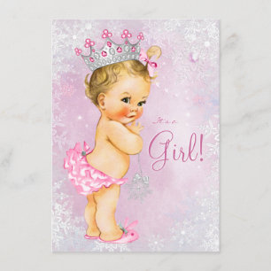 Girls Winter Wonderland Baby Dusche Einladung