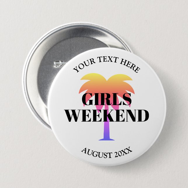 Girls-Wochenende-Junggeselinnen-Abschied-Palme Button (Vorne & Hinten)