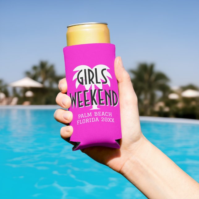 Girl's Wochenendtrip personalisiert pink Selters Dosenkühler (In Situ Pool)