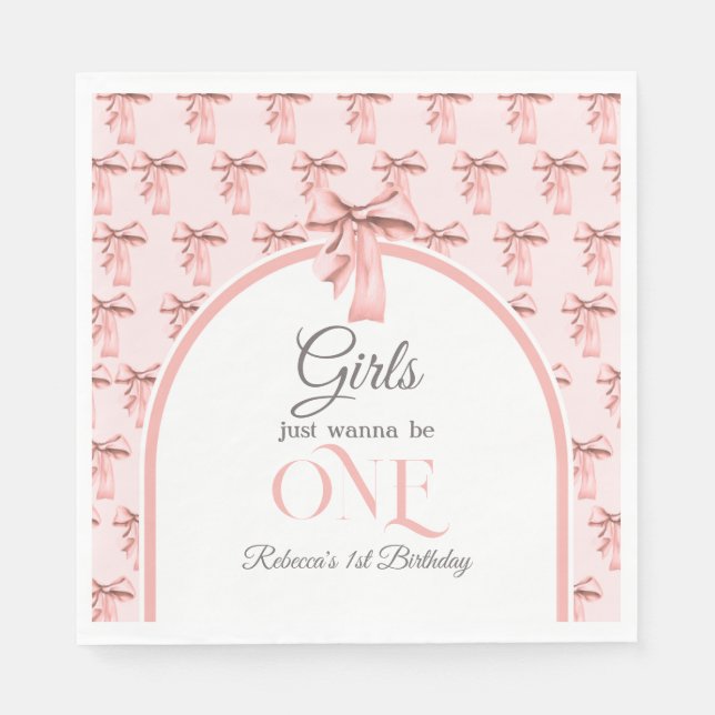 Girls wollen einfach nur ein rosa Bow sein erster  Serviette (Vorderseite)