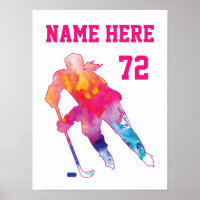 Girls Womens Personalisiert Hockey Player Wasserfa