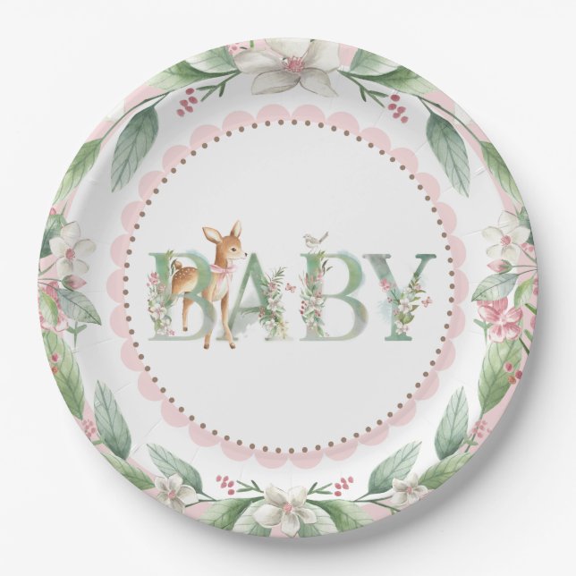 Girls Woodland Deer Baby Shooter Teller (Vorderseite)