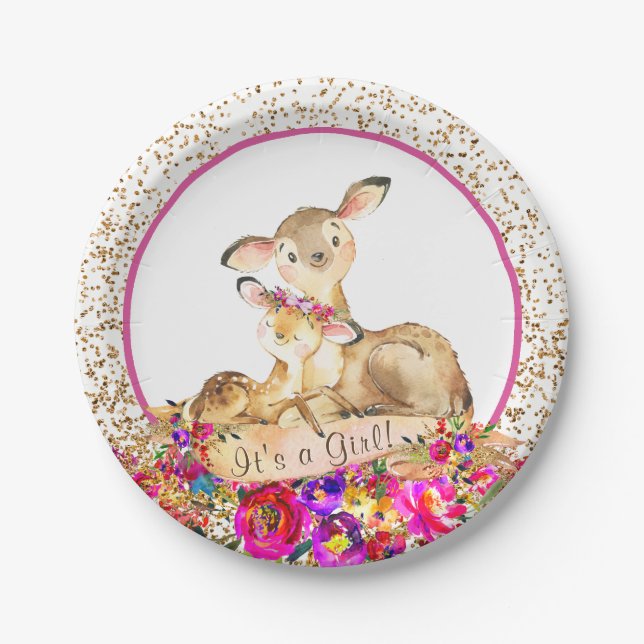 Girls Woodland Deer Baby Shooter Teller (Vorderseite)