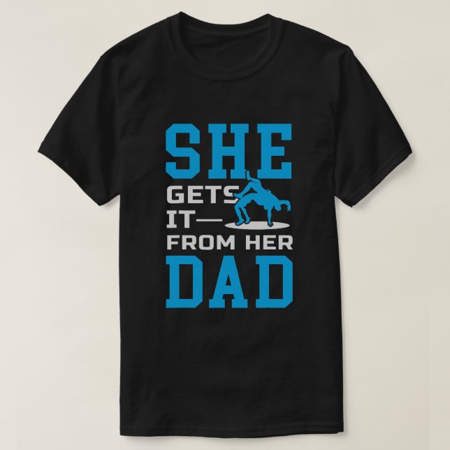 Girls Wrestling Vater Pater Wrestler Sports Partys T-Shirt (Design vorne)