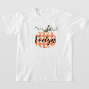 Girls Youth Watercolor Orange Karierter T - Shirt