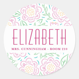 Girls zurück zur Schule Blumensiegel Runder Aufkleber