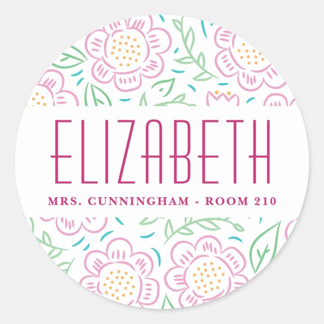 Girls zurück zur Schule Blumensiegel Runder Aufkleber (Vorderseite)