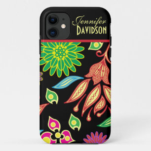 Girly abstraktes schwarzes Blumenmonogramm iPhone5 title_seo2