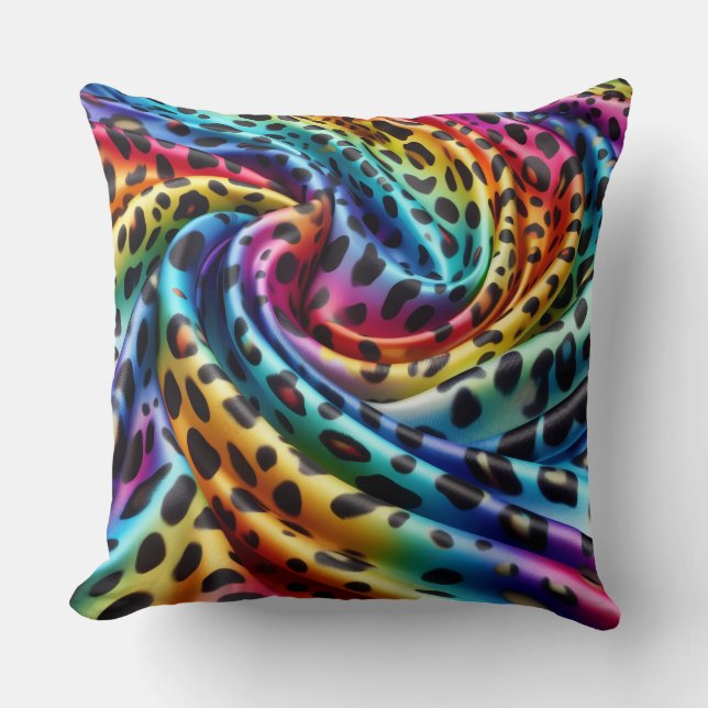 Girly Accents | Rainbow Leopard Print Kissen (Vorderseite)