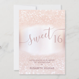 Girly adorable Rose Gold glittery ombre Einladung