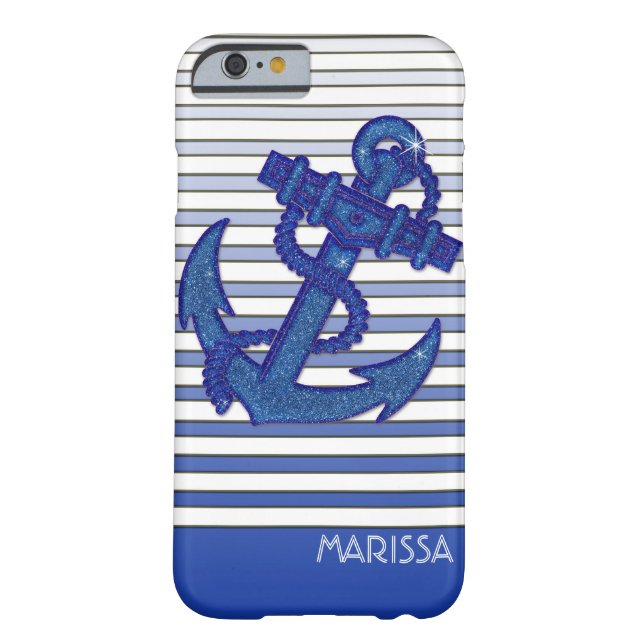 Girly Anker-SeeSegelboot Ombre Streifen Case-Mate iPhone Hülle (Rückseite)