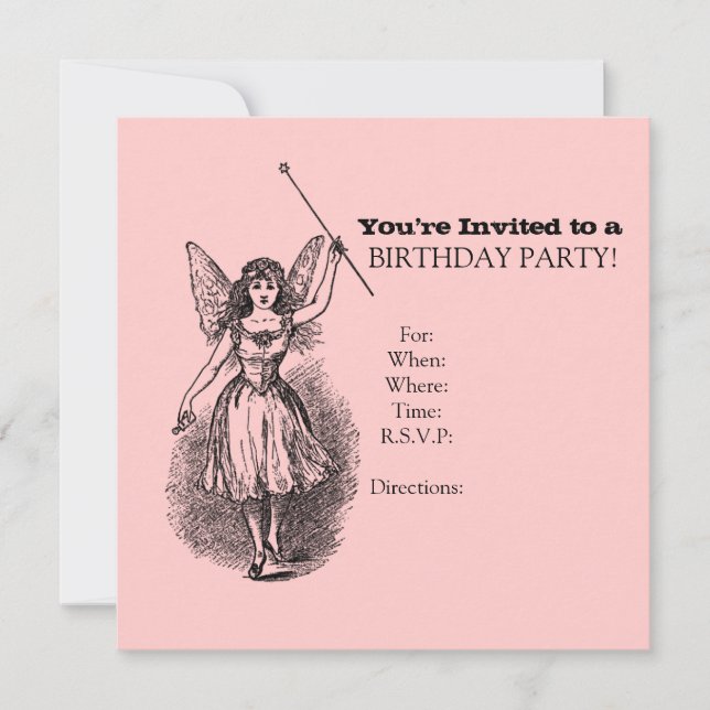 Girly Antique Sprite oder Fee Geburtstag Einladung (Vorderseite)