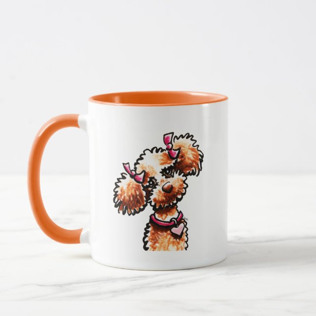 Girly Apricot Poodle Off Leash Art™ Tasse (Links)