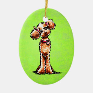 Girly Aprikosen-Pudel Weg-Leine Art™ Keramik Ornament