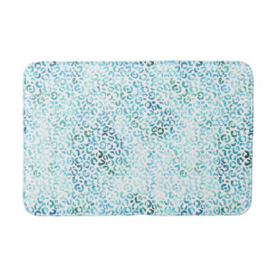Girly Aqua Blue Glam Leopard Print Badematte