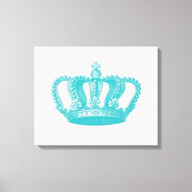 Girly Aqua Blue Vintag Crown Leinwanddruck (Vorderseite)