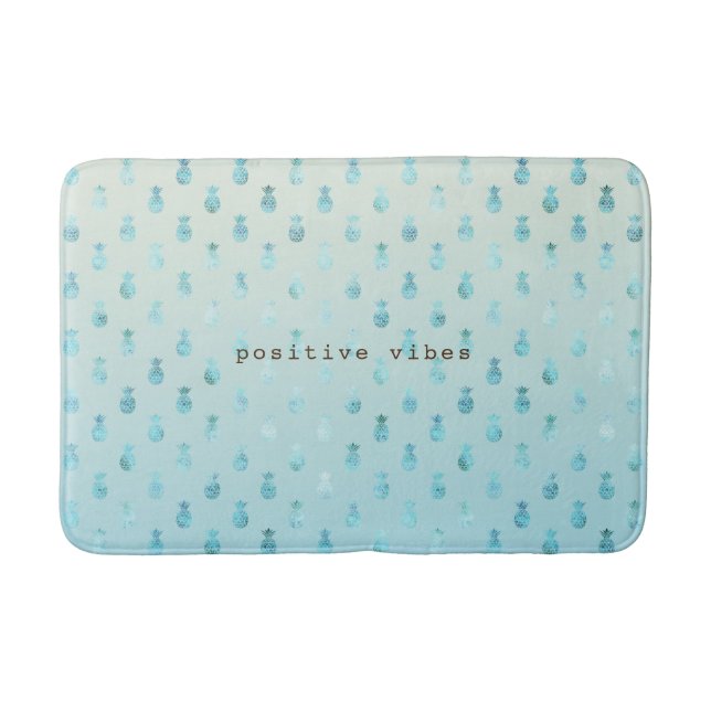 Girly Aqua Glam Tropical Ananas Ombre Badematte (Vorderseite)