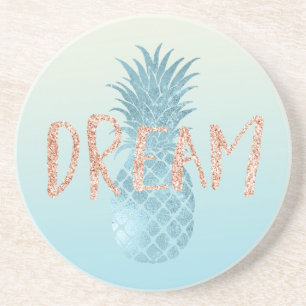 Girly Aqua Glam Tropischer Ananas Rosa Traum Getränkeuntersetzer