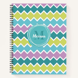 Girly Aqua Lila Geometric Muster Monogram Notizbuch
