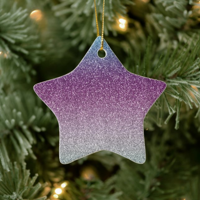 Girly Aqua Lila Mint Pink Glitzer ombre Keramik Ornament (Baum)