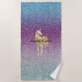 Girly Aqua Lila Mint Pink Glitzer ombre Unicorn Strandtuch