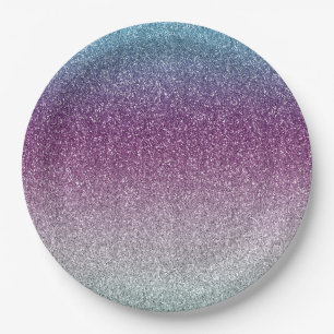 Girly Aqua Lila Minze Pink Glitzer ombre Pappteller