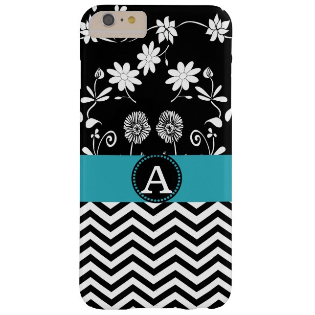 Girly Aqua-schwarzer u. weißer Zickzack Case-Mate iPhone Hülle (Rückseite)