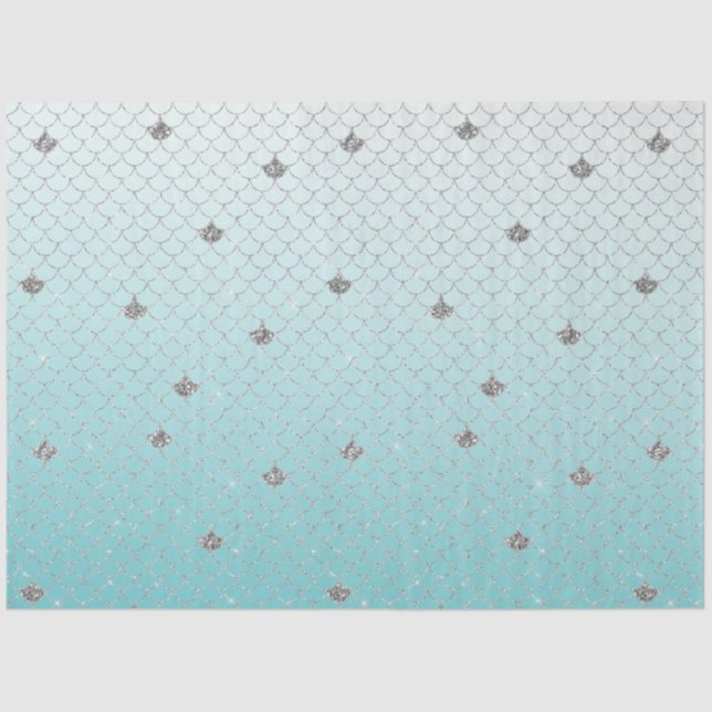 Girly Aqua Silver Glitzer Sparkle Meerjungfrau Seidenpapier (Vorderseite)