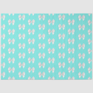 Girly Aquamarin Aqua Blue Tiffany Thema White Bow Seidenpapier