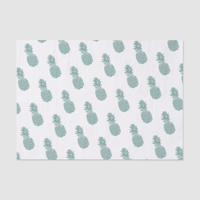 Girly Aquamarin Glitzer Ananas Muster Seidenpapier (Vorderseite)