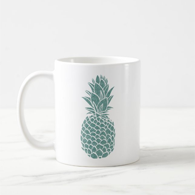 Girly Aquamarin Glitzer Ananas Sparkle Kaffeetasse (Links)