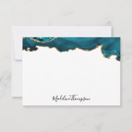 Girly Aquamarin Velvet Agate Geode Script Typograf Mitteilungskarte