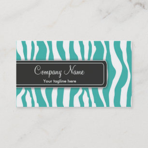 Girly aquamarine Zebra-Druck-Geschäfts-Karte Visitenkarte