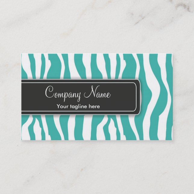 Girly aquamarine Zebra-Druck-Geschäfts-Karte Visitenkarte (Vorderseite)