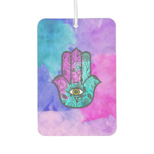 Girly Aquarell-Blumendruck Hamsa Hand von Fatima Autolufterfrischer